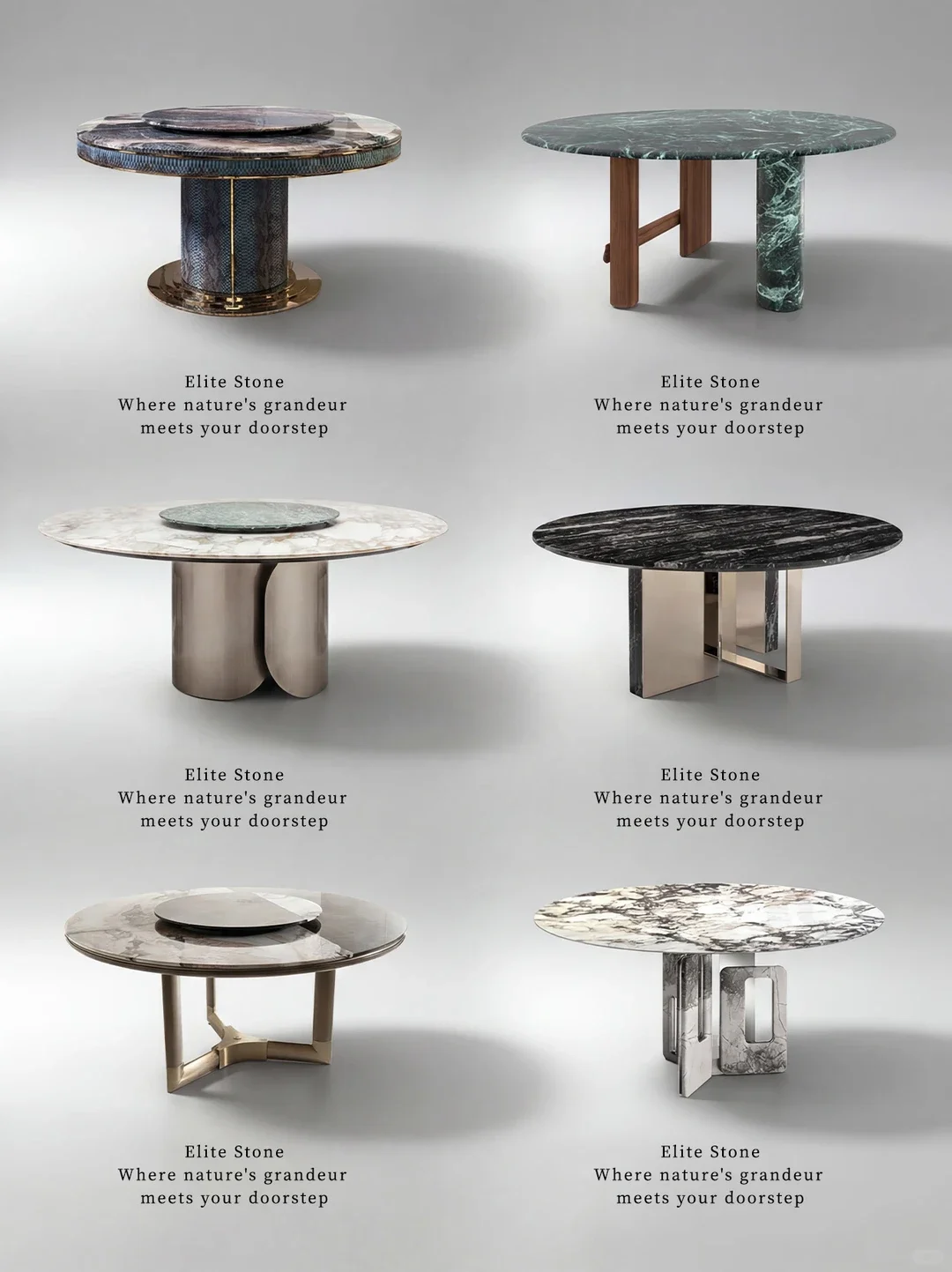 High‑end Designer Dining Furniture, Custom‑made Round / Long Dining Table, Natural Luxury Marble Stone Tabletop, Custom Any Size
