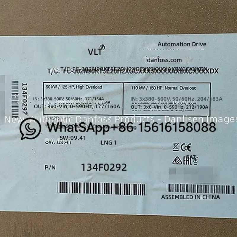 Danfoss VFD FC-302N90KT5E20H2XGC 134F0292 90KW AC Drive Inverter Variable Frequency Drive Motor Speed Controller Industrial