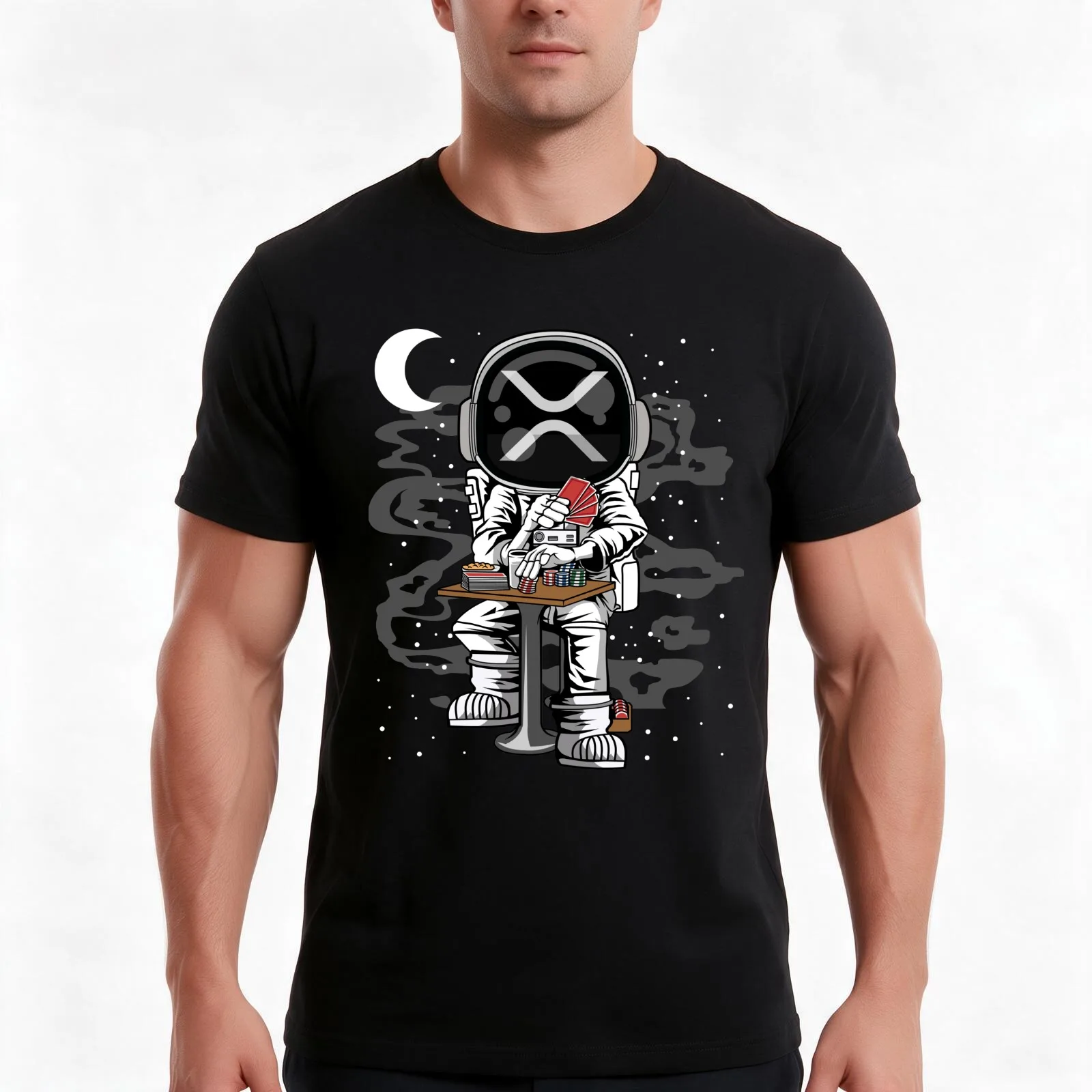 Astronaut Ripple XRP Coin To The Moon Crypto Token Blockchain Cryptocurrency Wallet T-Shirt Summer Casual Cotton Tee