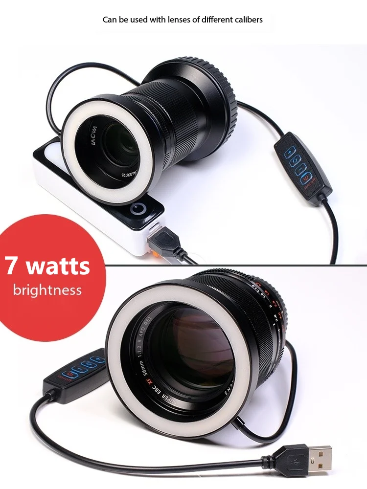 7W LED Macro Ring Light 2700-12000k Bi-color for Canon Nikon DSLR Camera Laowa Lens 43/46/52/58/62/67/72/77mm Photography Tools