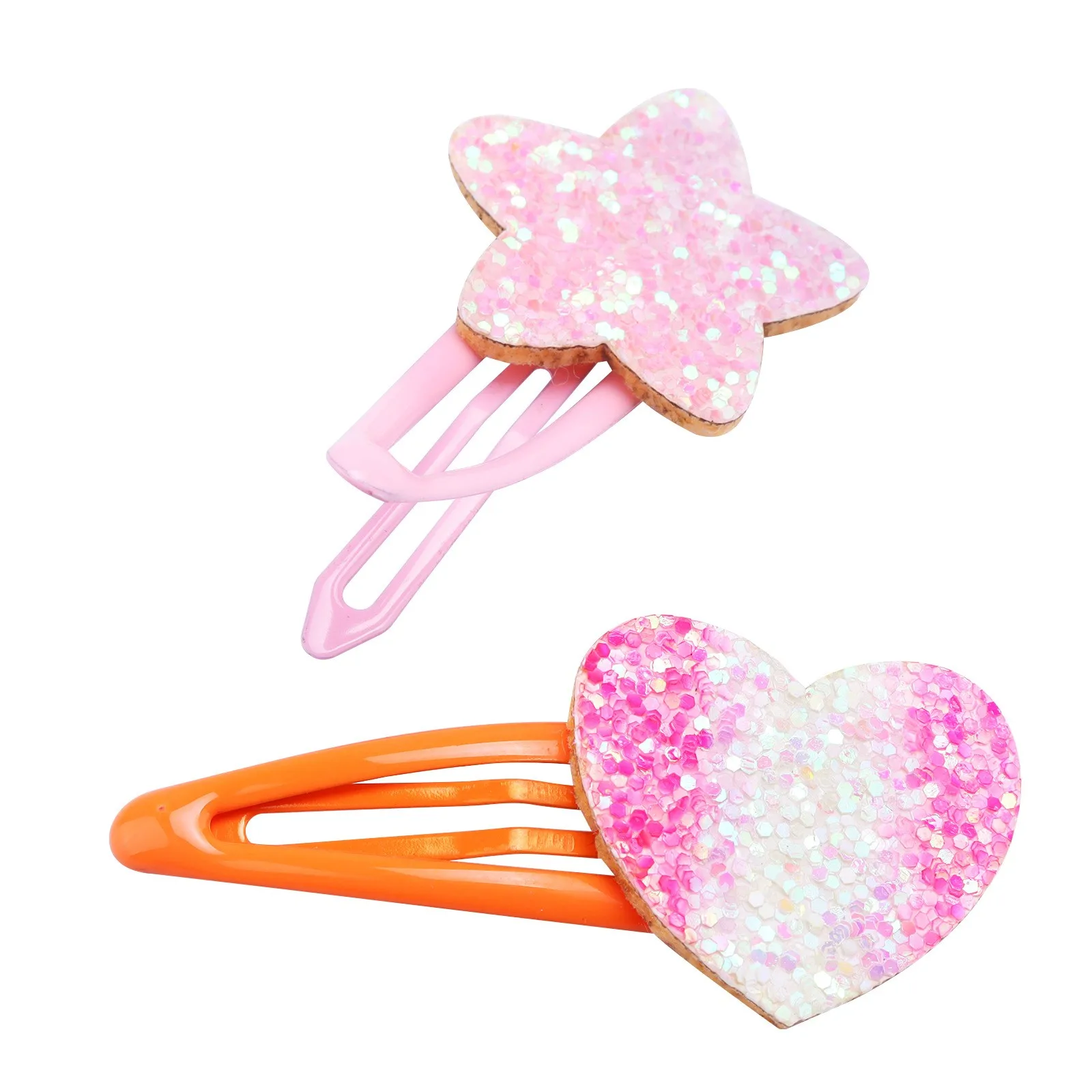 4/16/18pcs Sparkly Rainbow Star Hair Clips Girls Butterfly Hairpins Glitter Heart Shaped Hair Clips Children Kids Headwear