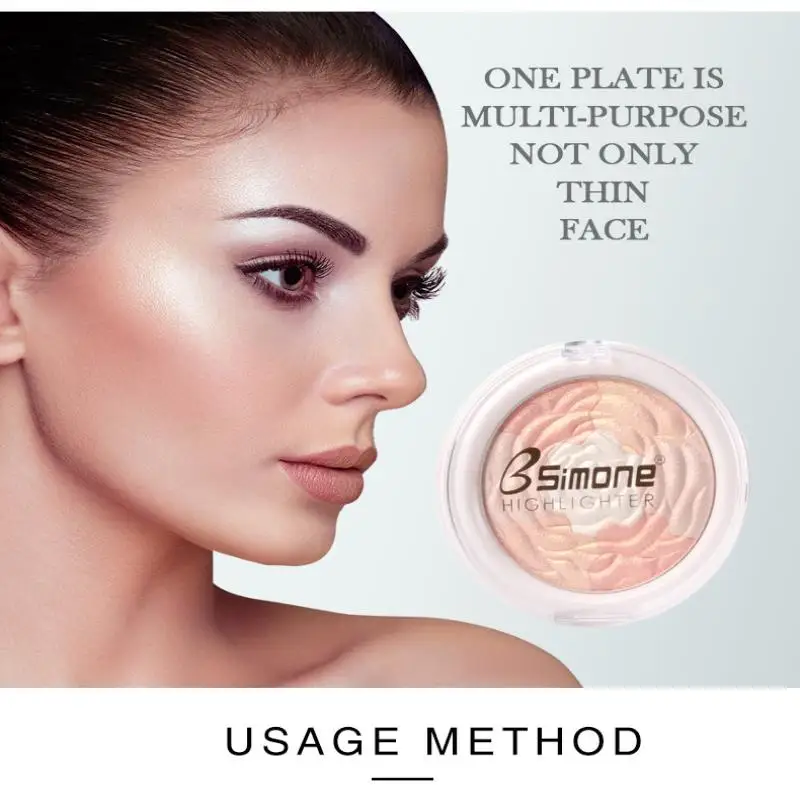 BSIMONE Highlighter Powder Palette Glitter Face Contour Brighten Shimmer Ultra Concentrated Illuminate Makeup Cosmetic