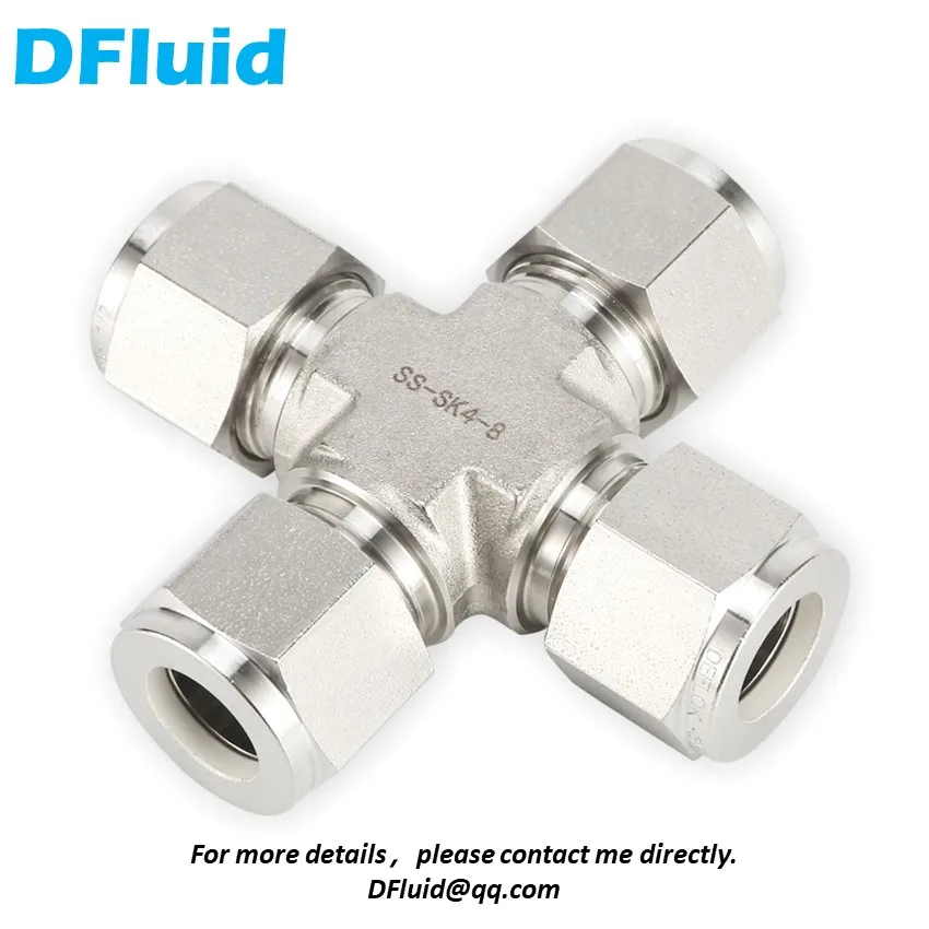 

316 Stainless Steel Union CROSS 4 WAY Double Ferrule Compression Connector 1/8 1/4 3/8 1/2 6mm Pipe Fitting Gas replace Swagelok