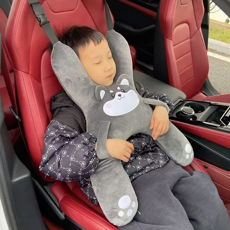 Cute Cartoon Kids Travel Child Pillow Neck Pillow Seat Back Pillow for Long-distance Driving Sleeping Car Seat Massager