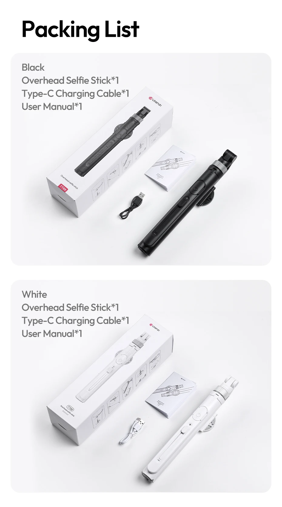 Ulanzi TT88 Overhead-Selfie-Stick 1,44 m mit MagSafe-Klemme, Fotografie-Stativ für Smartphone-Livestreaming und Vlogging mit Fernbedienung, Dual Cold Shoe, Fernbedienungslicht, Desktop-Aufnahme, Mantis-Halterung – Detail 31