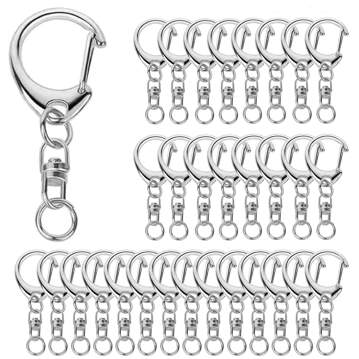 20/40/60 Sets Karabinerhaken für Schlüsselanhänger C-förmige Drehverschlüsse Schlüsselringe DIY-Bastelset für Handwerk und Geschenke