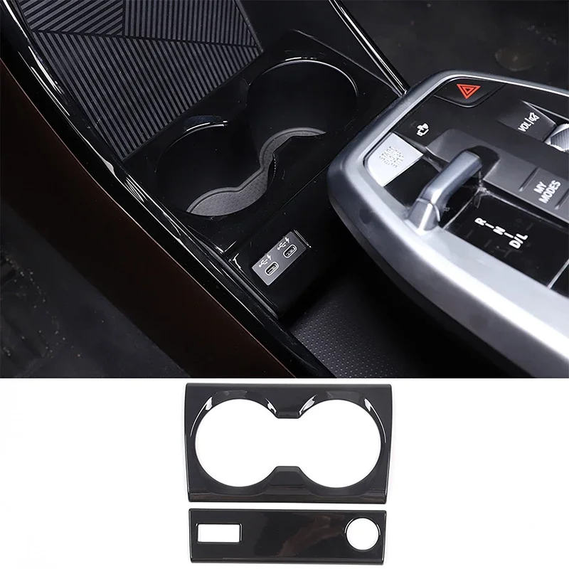 

For BMW X1 U11 2023-2024 ABS Car Central Control Water Cup Holder Panel Decorative Frame Interior Accessories Modification