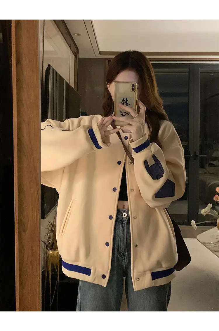 

Baseball Jackets Red And Yellow Womens Summer Mesh Baseball-Uniform Aviation Sleek Fitting Ribbed Kpop European Style Athleisure