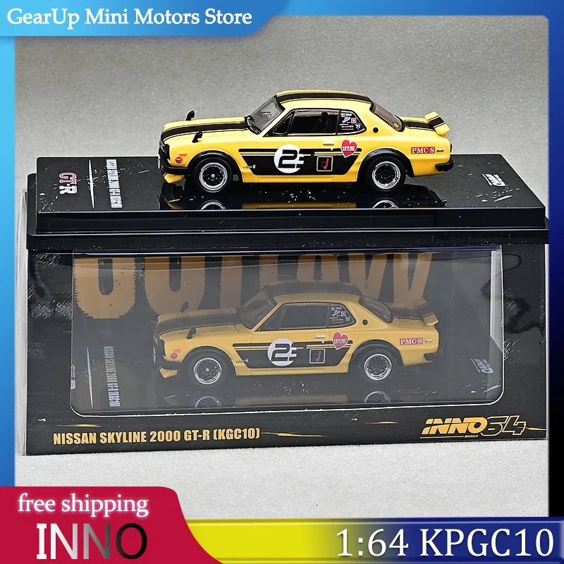 

INNO 1:64 Skyline 2000 GT-R KPGC10, литая под давлением модель автомобиля из сплава, коллекционная модель автомобиля JDM, классический декор для дисплея, подарок для фанатов автомобилей, игрушки