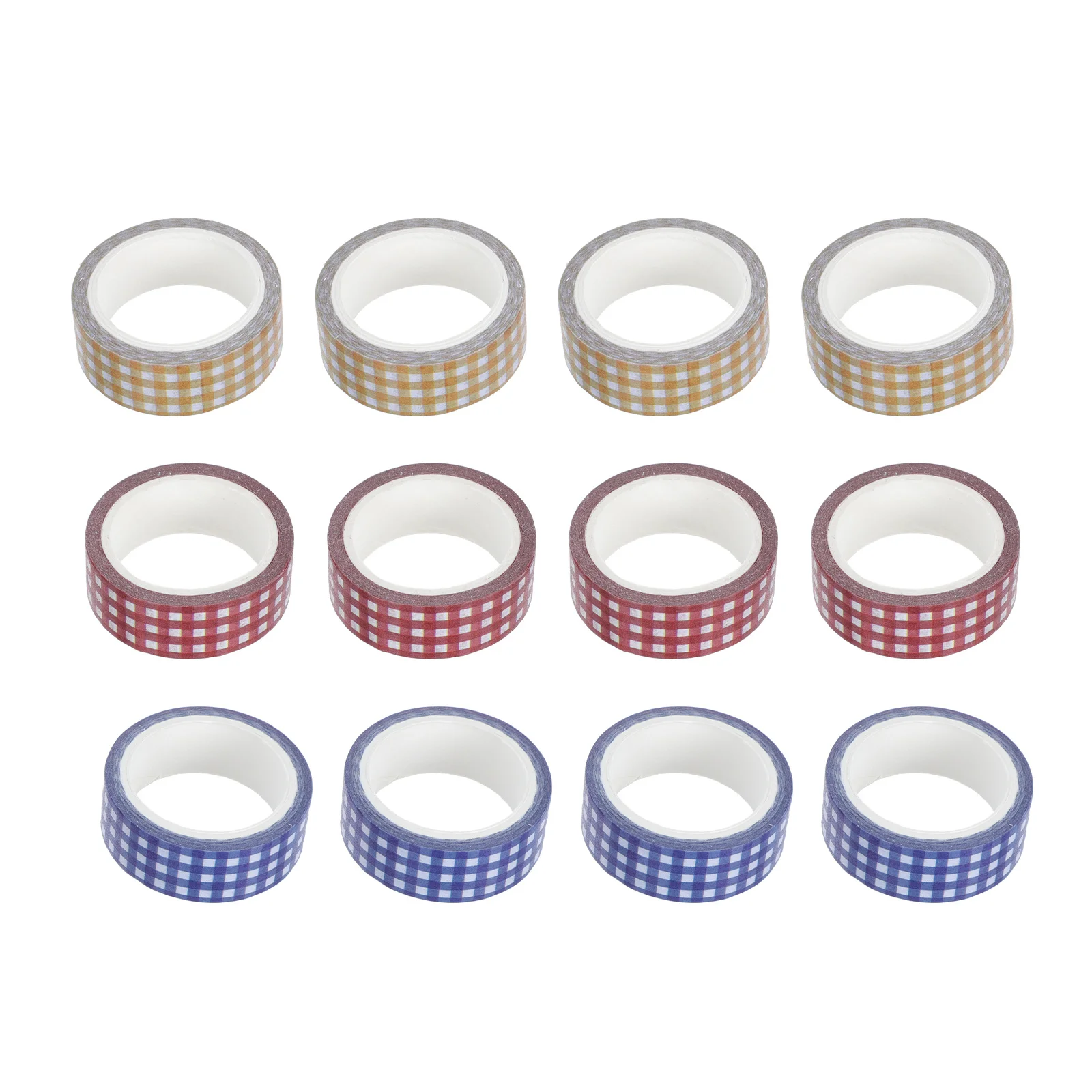 

12pcs Vintage Grid Pattern Paper Tapes Adhesive Retro Decorative Torn By Hand Reusable Scrapbook Stickers For Diy Crafts