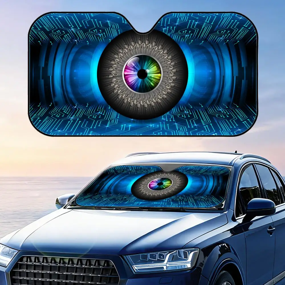 

Солнцезащитный козырек для автомобиля с технологией Abstract Technology Eyes, складной, универсальный, для лобового стекла, защита от УФ-излучения, теплоизоляция, складная накидка