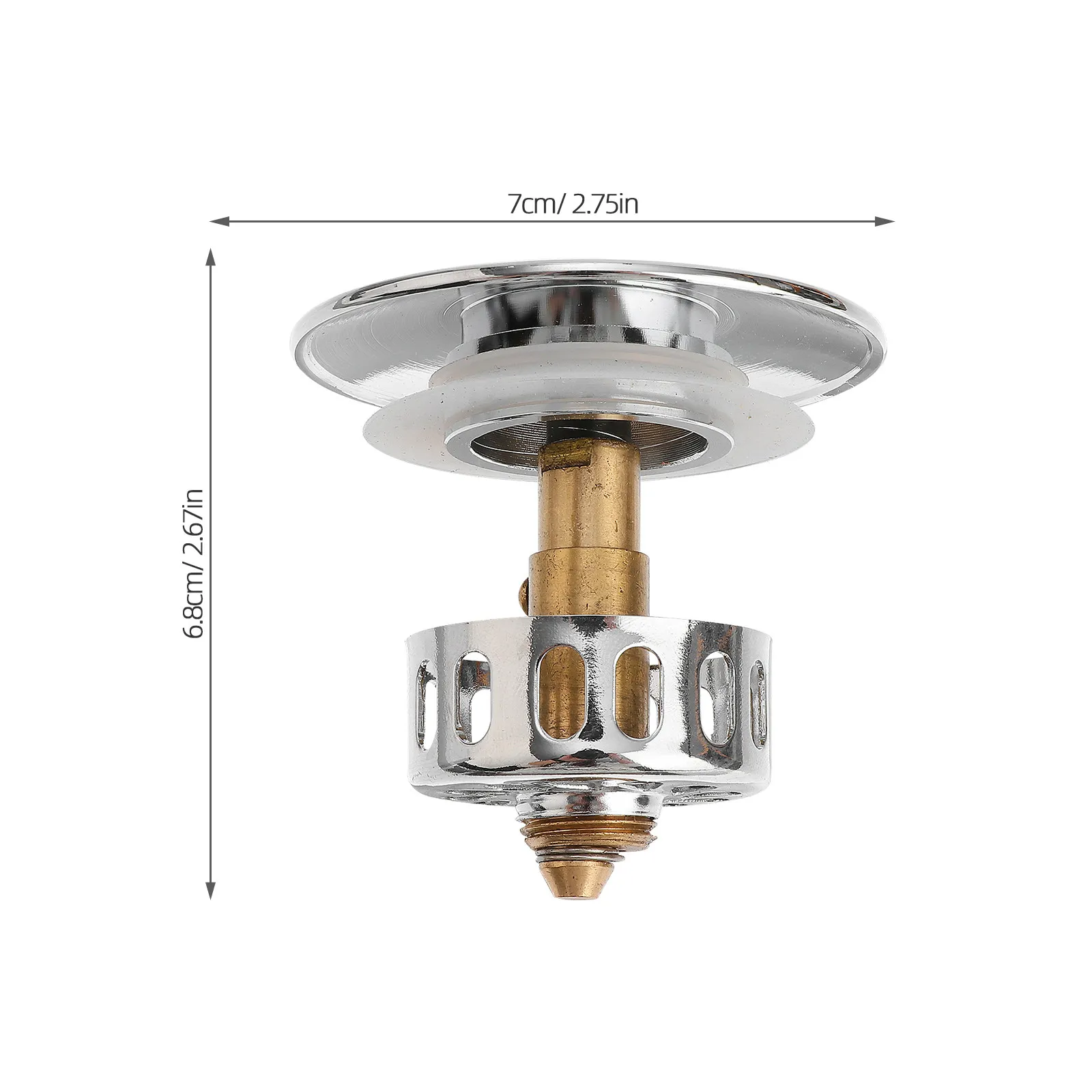 Full Copper Up Drain Bathtub Plug Replacement Slotted Push Button Flat Seal Brass Bathroom Tub Drain Strainer Bathroom Drainer