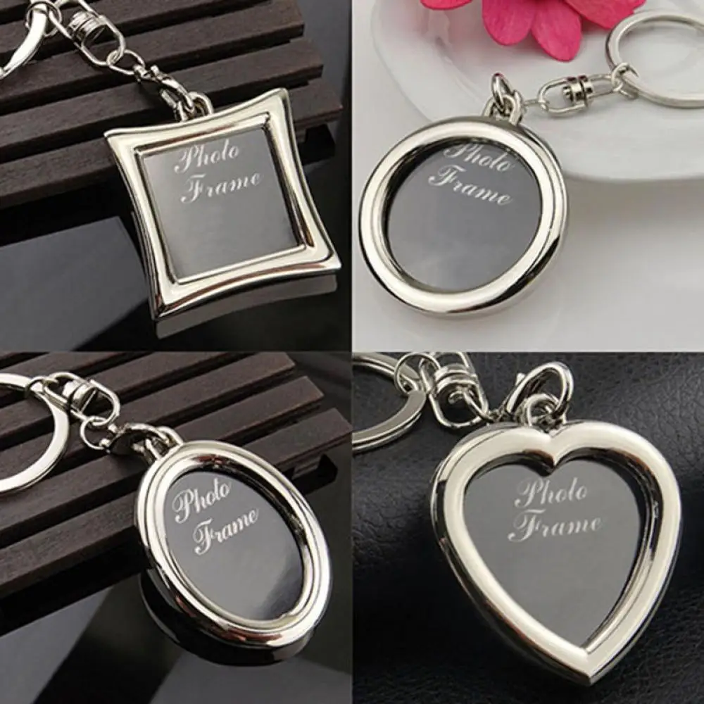 Creative Mini Heart Square Round Oval Insert Photo Frame Keychain Personalized Customizable Photo Keychain Gift Accessory
