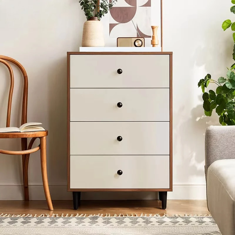 Bedroom Furniture Walnut Color 4 Tier Cabinet with Drawers