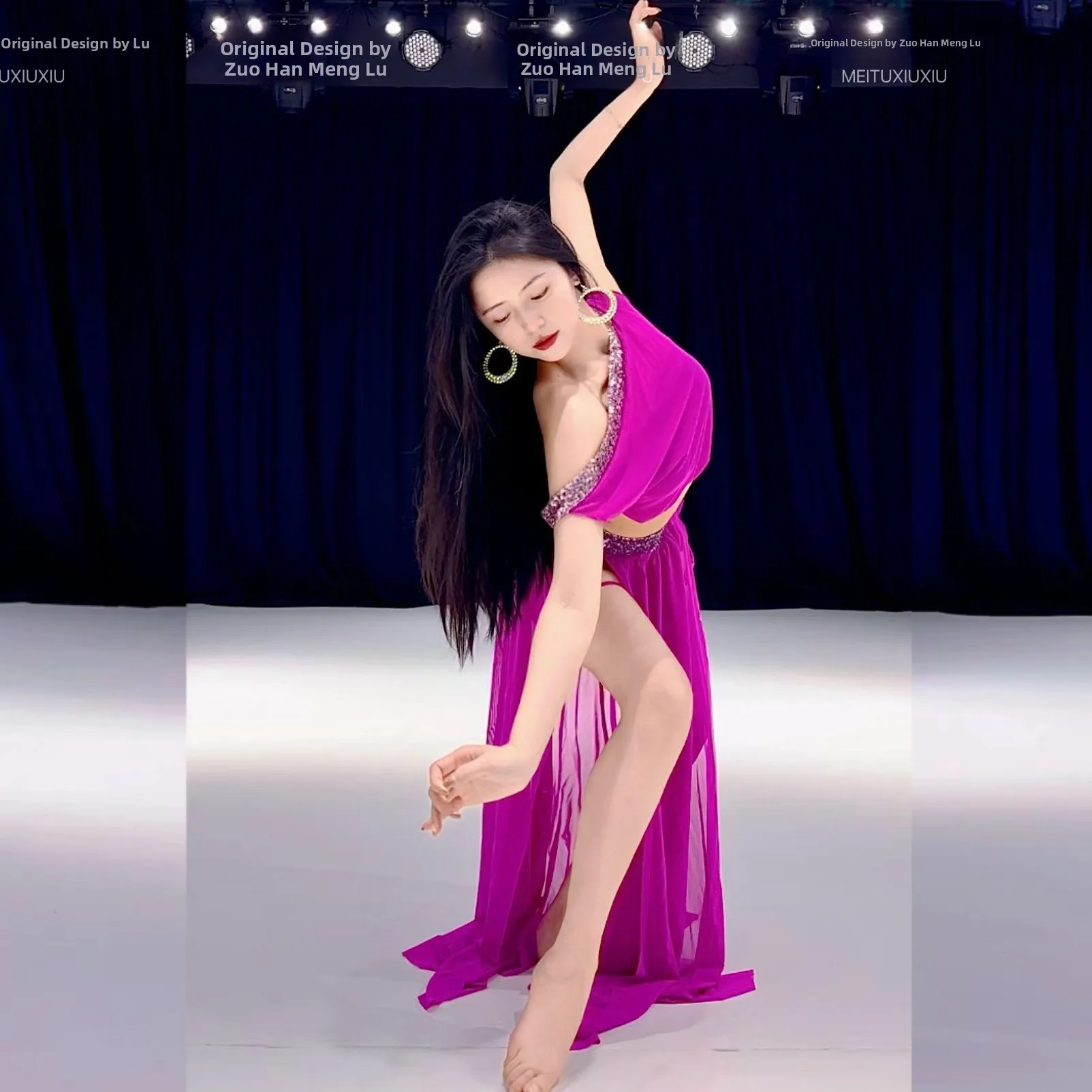 Fsia de Dança do Ventre Yue Meng Feng Lu, Novo Conjunto de Prática para Iantes, Cinto de Rede Brilhante, Performance ...