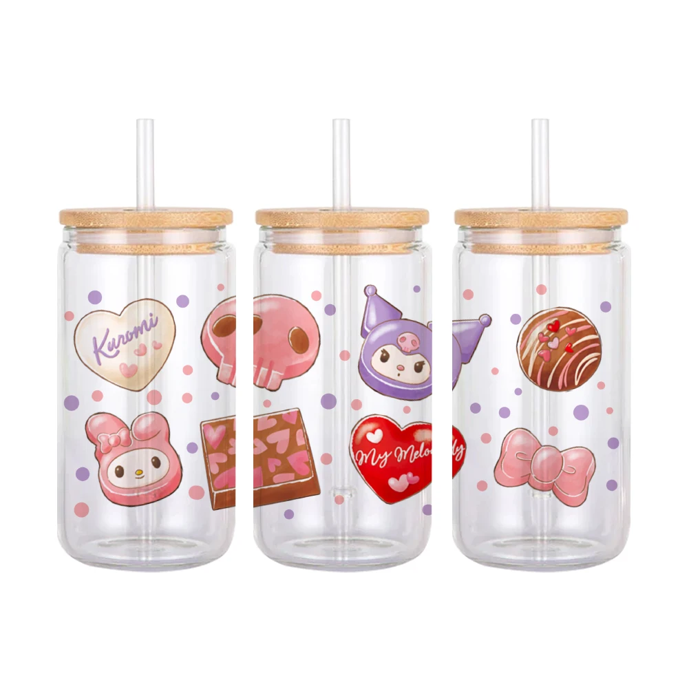 Sanrio Kuromi My Melody UV DTF Transfers Stickers Decals For 16oz Libbey Cold Cups Tumbler Mugs