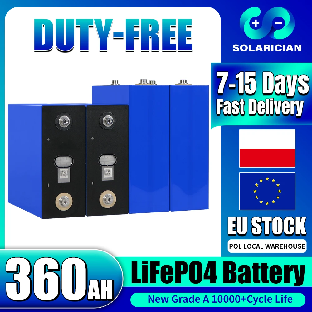 LFP 360Ah LiFePO4 Battery 3.2V 10000 Deep Cycle DIY 12V 24V 48V Cell Pack For Home Solar Energy Storage System ESS RV EV Camping