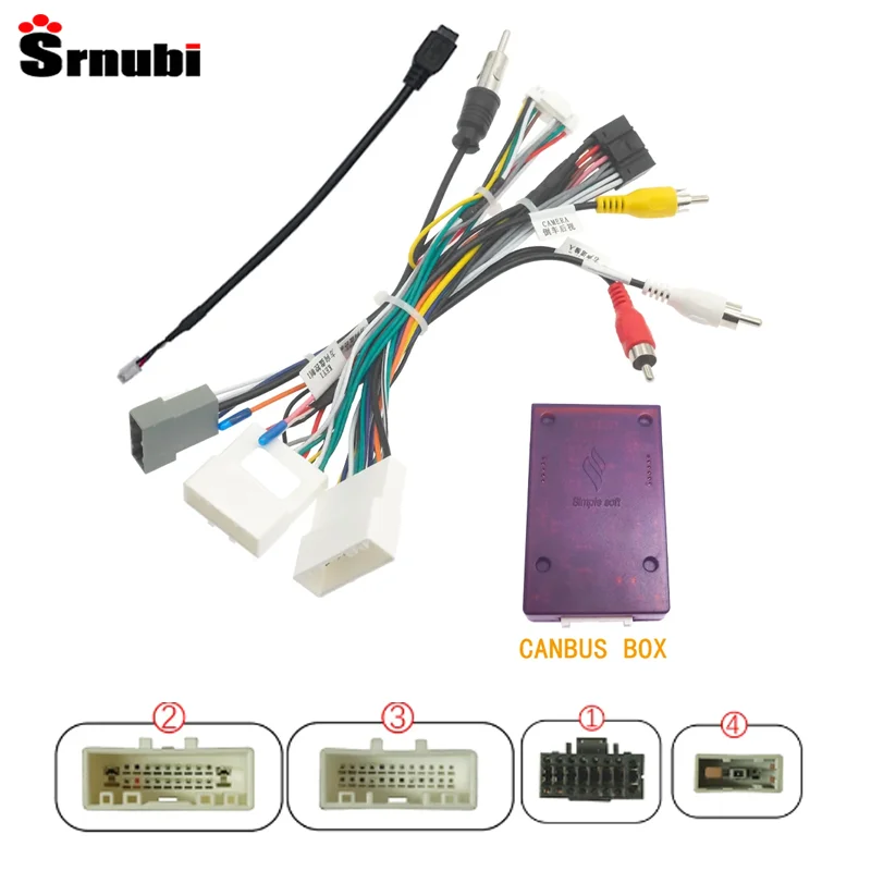 Srnubi 16pin Car Audio Wiring Harness with Canbus Box for Nissan Qashqai 06-13 X-TRAIL 13-21 Stereo Installation Wire Adapter