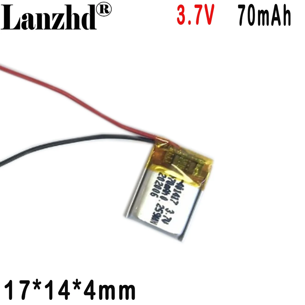 Imagem -03 - Bateria de Lítio de Polímero para Smart Wearable Bluetooth Headconjunto Bateria Recarregável 3.7v 70mah 401417