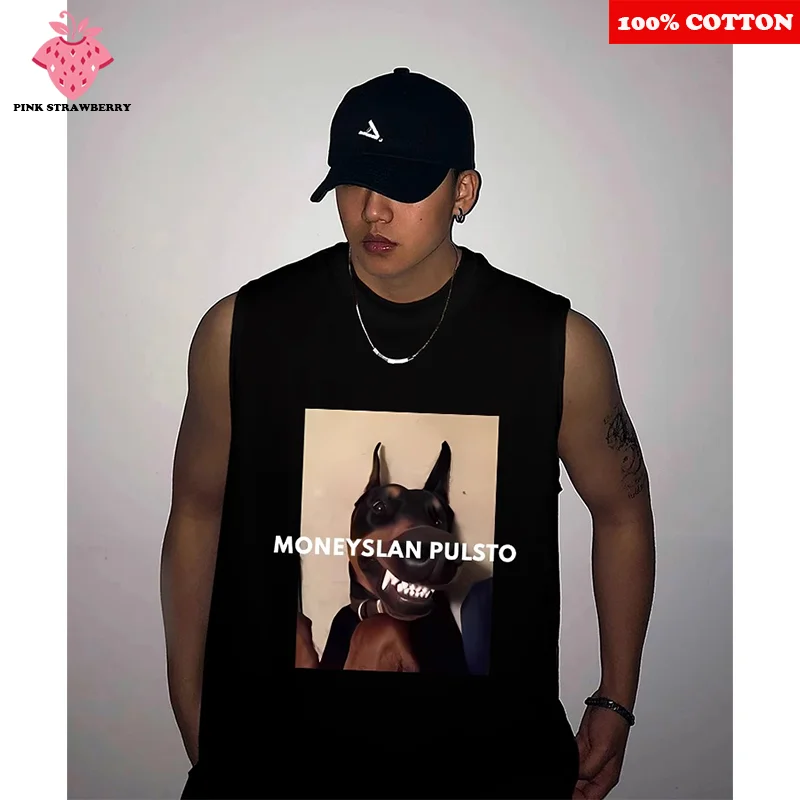 

Funny Doberman Print Vest Men Summer 2025 New Black T-shirt Sport Fitness Swimm Run Shirt Sleeveless Vest Quick Dry Y2k Top Men