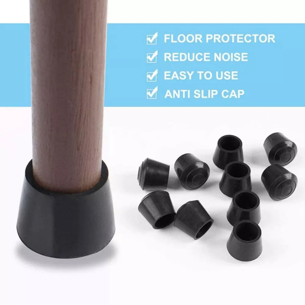 Rubber Chair Leg Caps Round Non-slip Dust Table Feet Cover Furniture Leveling Pads Anti Scratch Floor Protectors Home Supplies