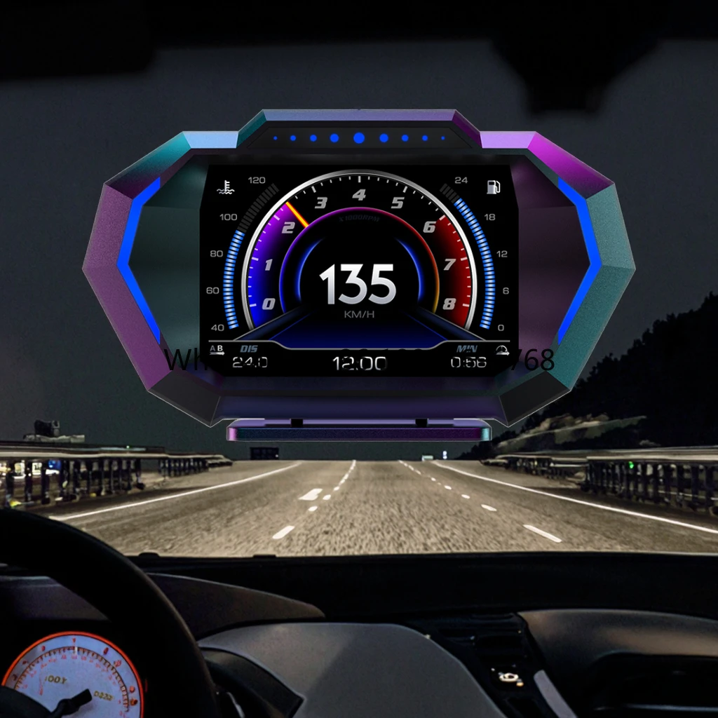 

Новейшая модель 5-дюймового HUD-дисплея P24 для автомобиля с большим экраном, 2+GPS+двойная система измерения угла наклона с 3 вариантами установки