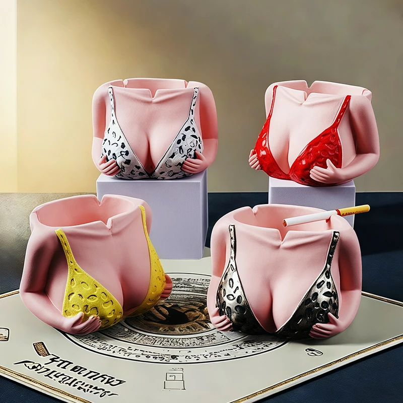 Creative Bikini Ashtray Personality Funny Abstract Large Chest Ashtray Home Living Room Office Fly Ash Ashtray Smoking Set