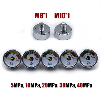 Mini Ölçer Manometre 25mm 1 inç Yüksek Basınçlı El Pompası Vana Aksesuarları Regülatörü Dalış Dağ Tırmanışı M10 * 1 M8 * 1 40MPa