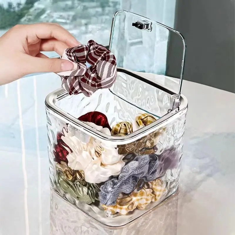 Hair Accessories Organizer Acrylic Storage Box Clear Hair Tie Organizer for Headband Laundry Pods Container Desktop Storage Box