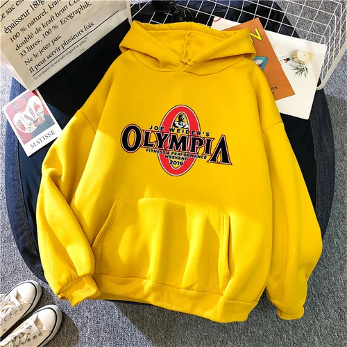 Imagen 2 del producto OLYMPIA, sudadera con capucha divertida Harajuku para gimnasio con estampado para mujer, ropa para hombre y mujer, sudaderas con capucha a la moda, sudadera deportiva de gran tamaño con capucha Unisex