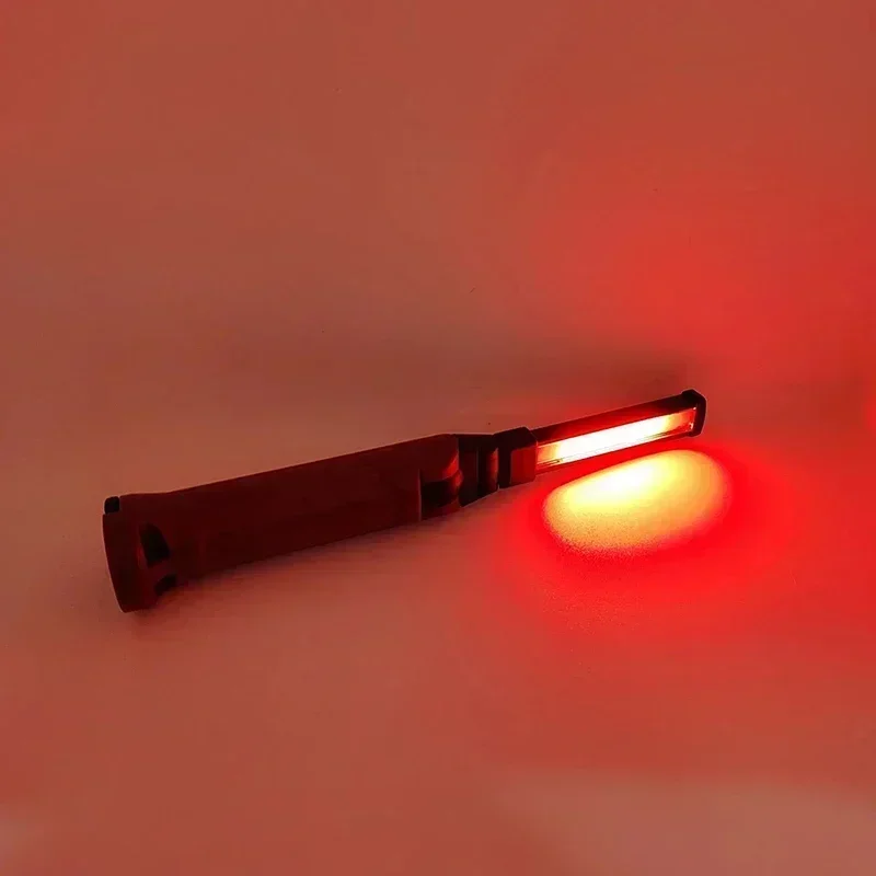 Portable LED Work Light Built-in 1200mAh Rechargeable Flashlight,Red Emergency Light Tail Magnetic Repair Camping Hanging Lamp