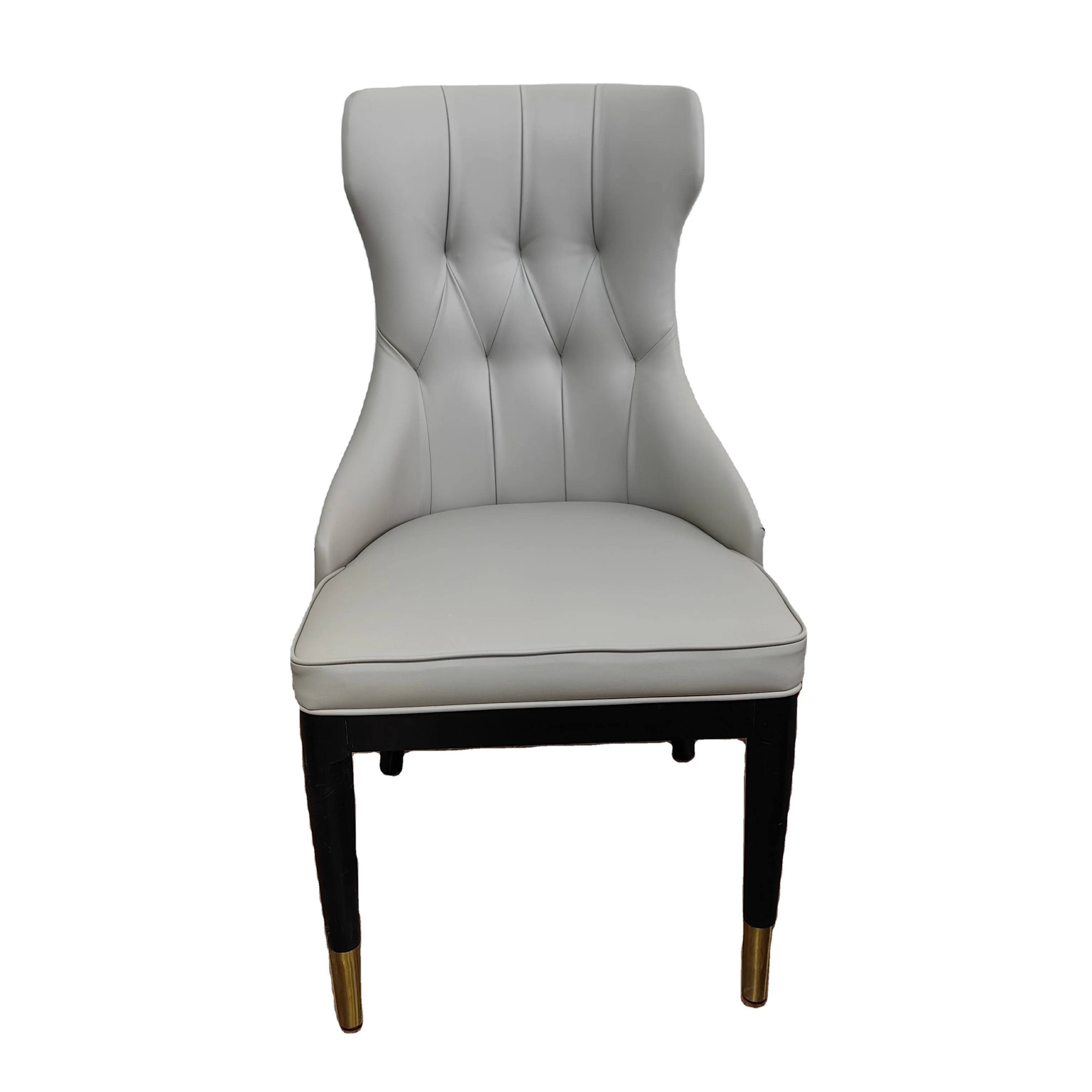 

#Light Luxury Euro Market Home Leather Soft Bag High-end Ebony Paint Post-modern Minimalist Villa Club Dining Furniture Chair