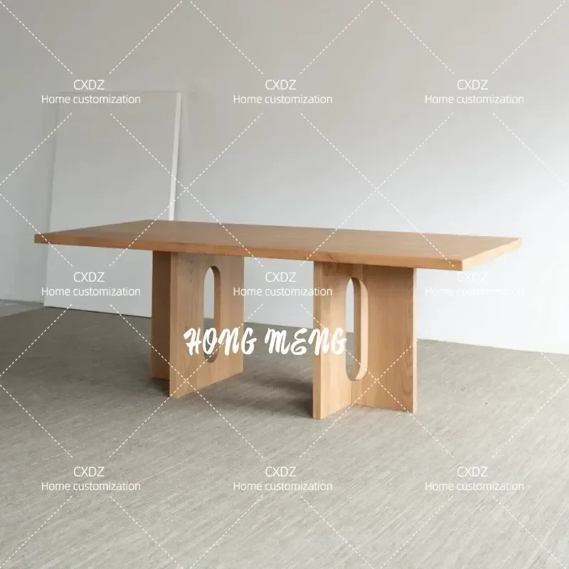 Medieval Solid Wood Dining Table Light Luxury Retro Style Household Negotiation Balcony Meeting Room Furniture