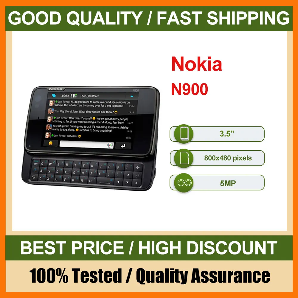 هاتف Nokia N900 الأصلي مصنوع في فنلندا يدعم اللغة الإنجليزية بحالة جيدة