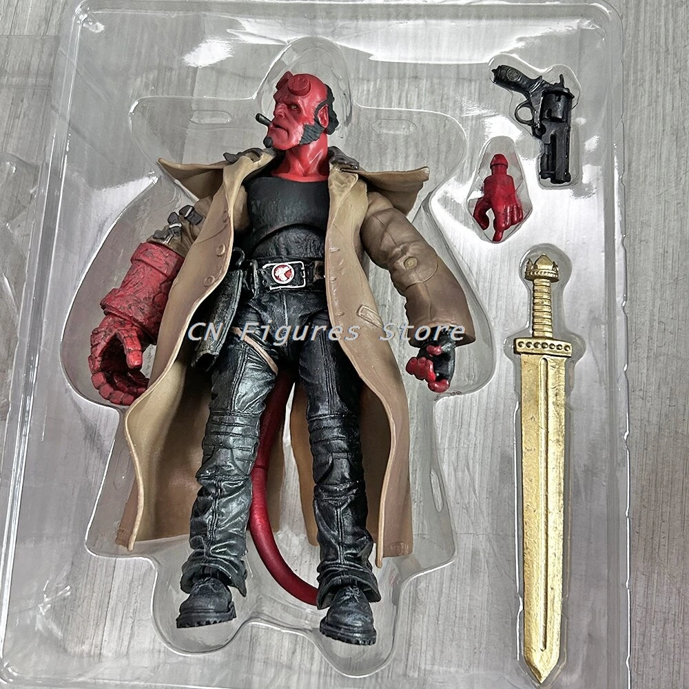Hellboy الشكل البلاستيكية عمل الشكل الملابس الحقيقية يمكن ارتداء Hellboy سامريتان لعبة مجسمة دمية هدية الكريسماس