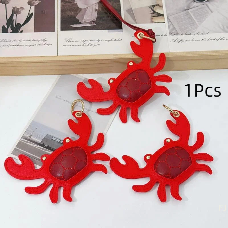 [YU]PU Leather Summer Beach Style Keychain, Sea Animal Bag Charm, Cute Crab-Car/Bag/Room Accessory Hanger