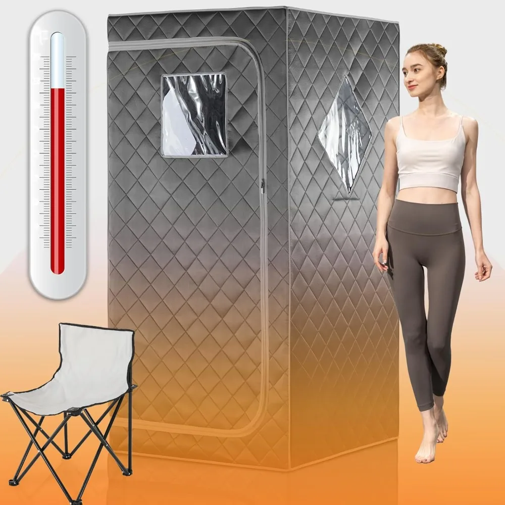 Full Size Home Portable Personal Infrared Sauna, Personal Home Spa Tent with Remote Control, Heated Floor Mats, Grey