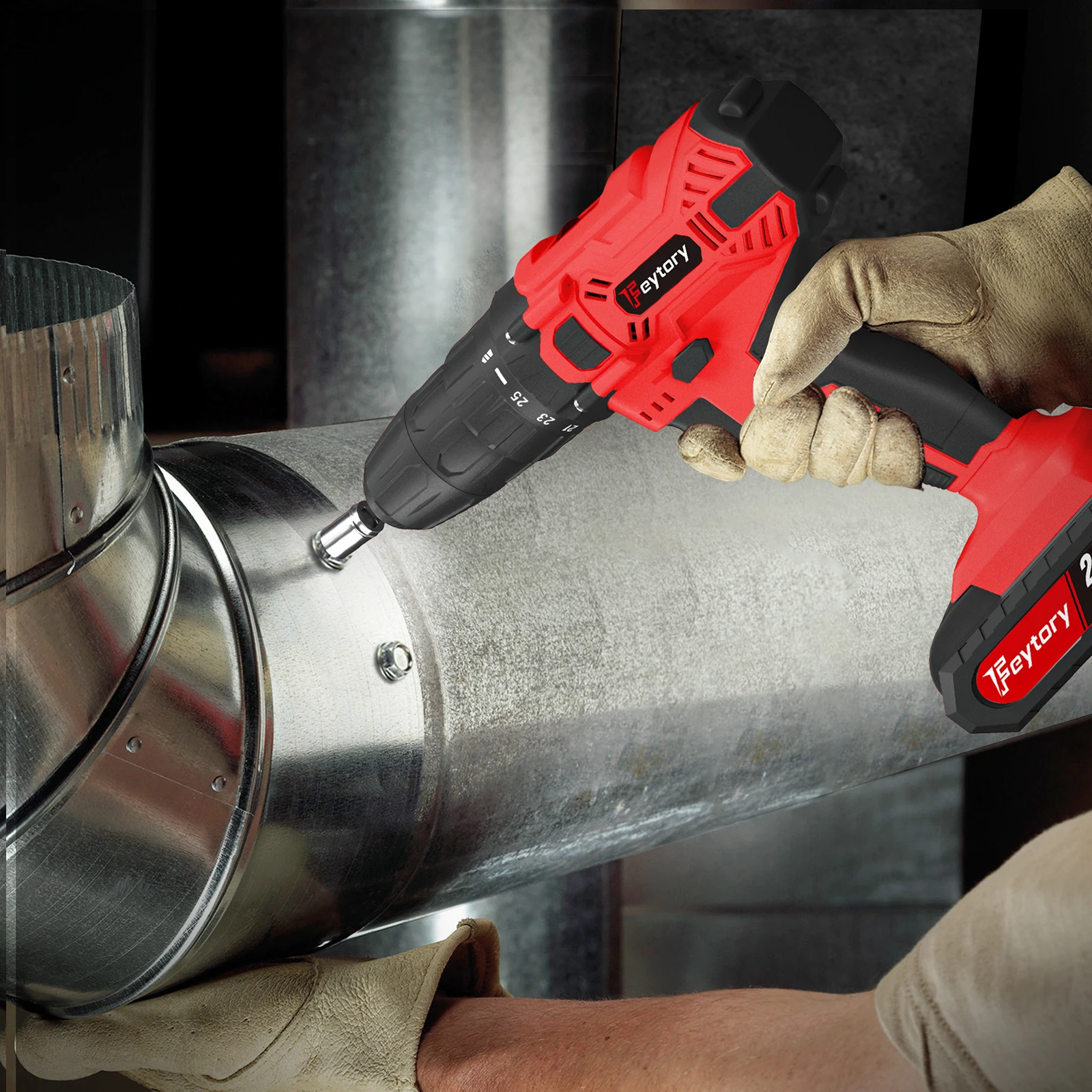 BRIEFNESS Taladro Inalámbrico 21V 25 1 Ajuste de Par con 2 Baterías 29 Accesorios, 2 Luces de Trabajo LED de Velocidad Variable DIY para el hogar