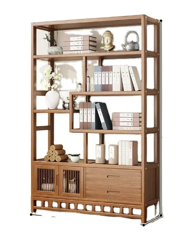 -For Chinese B&B Tea Set Shelving Display Cabinet Bogu Frame Bamboo Bookcases for Bedroom Floor Receives LOGS Put Shelf&