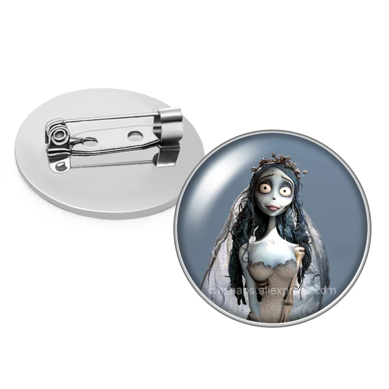 Disney Tim Burton\'s Corpse Bride Ghost Photo cabochon Brooch pinback button Bag Clothes Denim Jeans Lapel Pin Badge Jewelry