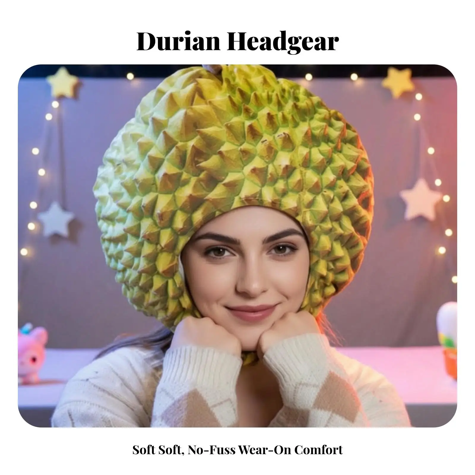 Comfortable Plush Durian Costume Hat for Themed Party Fun Adult Novelty Headpiece