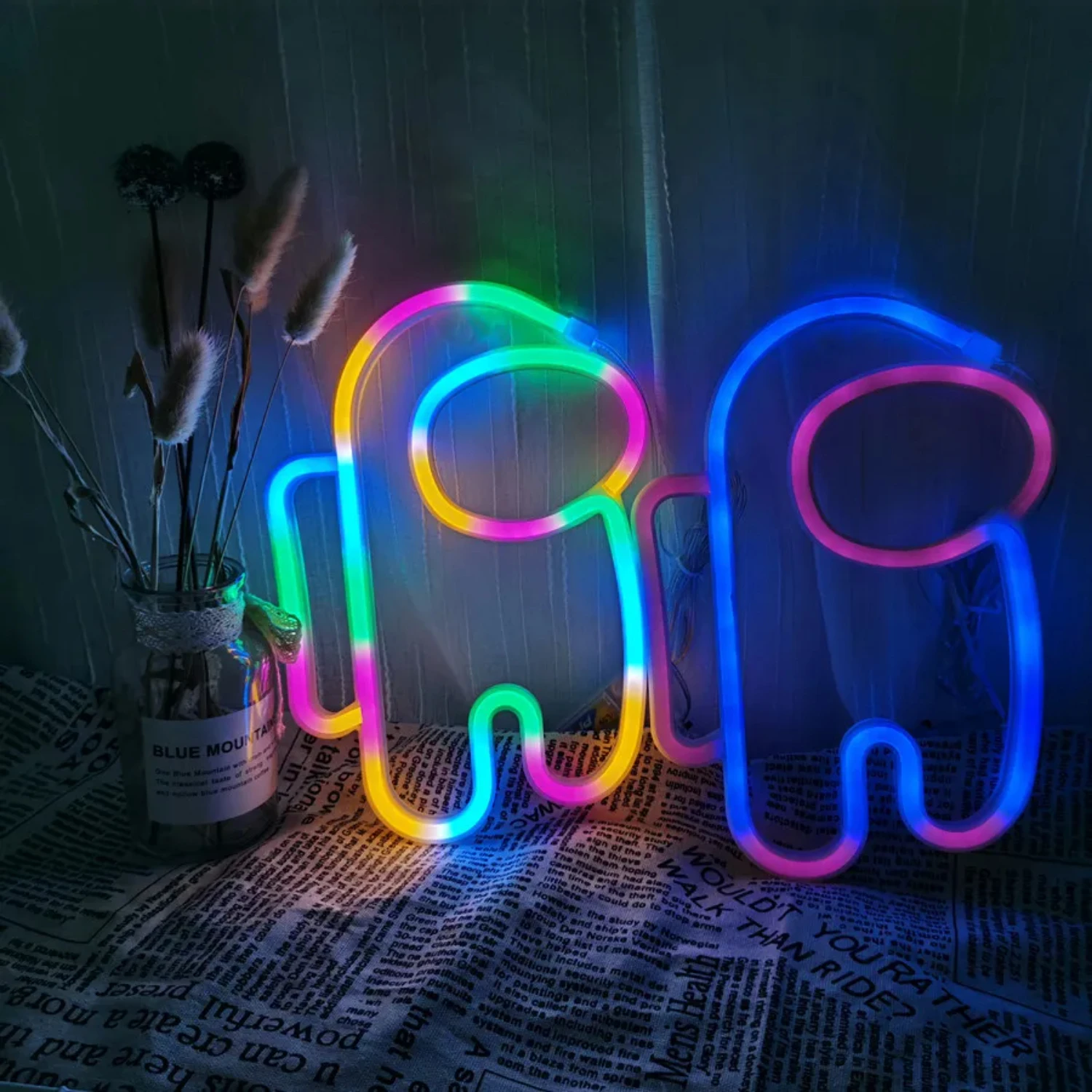 New Perfect Unique Neon Astronaut Night Light LED Wall Lamp Sign for Cool Room Holiday Party Decor - Ideal Birthday and Christma