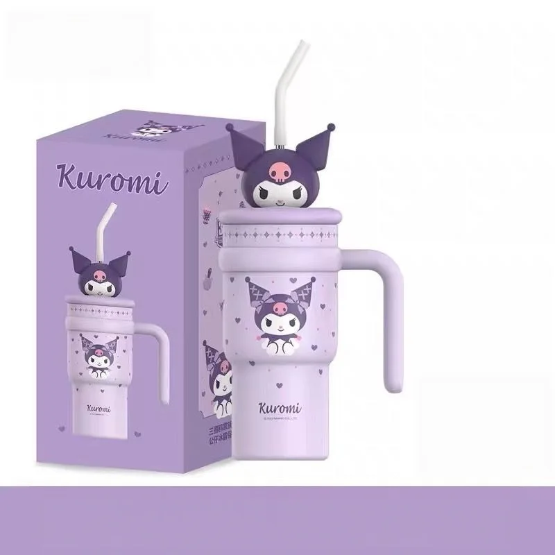 Sanrio Tumbler 700ml Hello Kitty Kuromi My Melody My Sweet Piano Schattige dubbelwandige roestvrijstalen waterfles met rietje