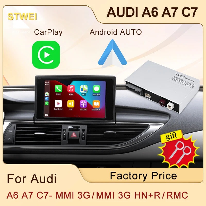 Módulo carplay sem fio para audi a6 a7 c7 mmi3g 2010-2015 rmc 2012-2018 mhi mib 2016-2018 caixa de jogo de carro android câmera automática