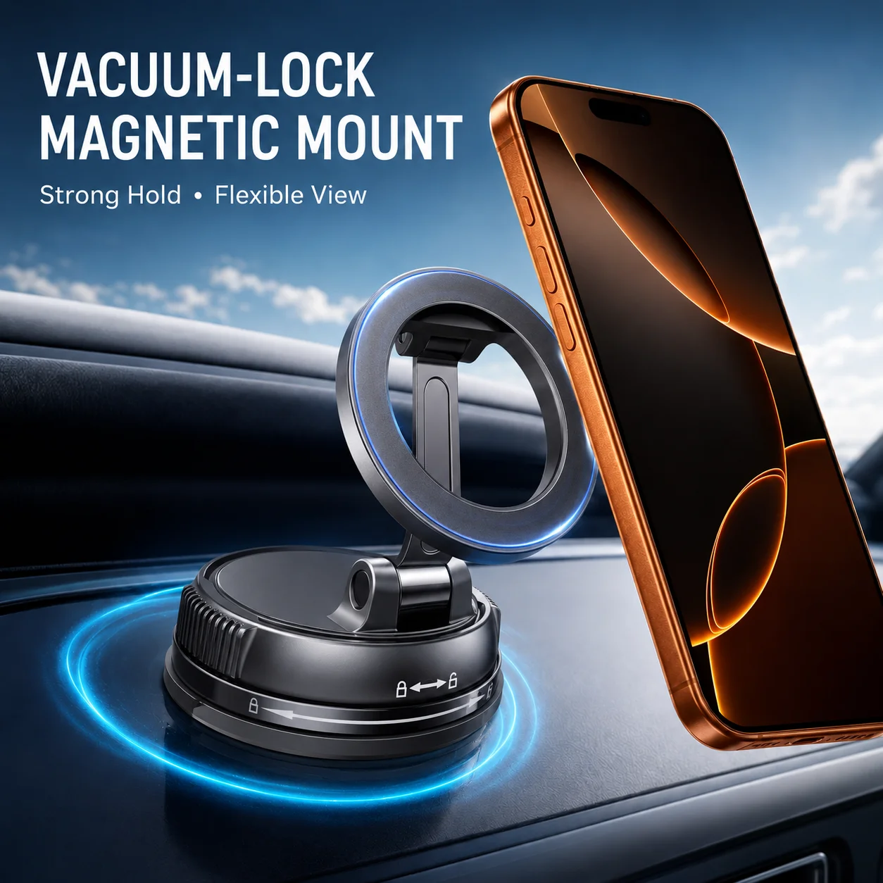 360° Rotatable Magnetic Car Phone Holder Dashboard Suction Cup Mount for MagSafe iPhone 16 15 14 Pro Max Xiaomi Samsung
