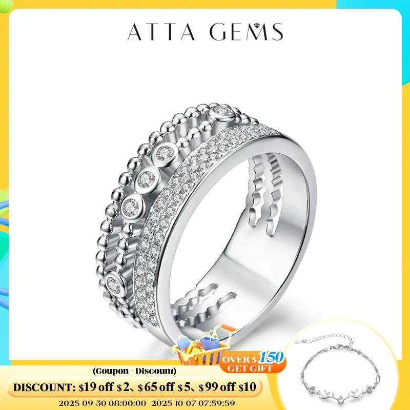 

ATTAGEMS Classic D/VVS1 Color Moissanite Diamond Ring for Women Solid 10k 14k 18k White Gold 925 Sterling SIlver White Gold Gift