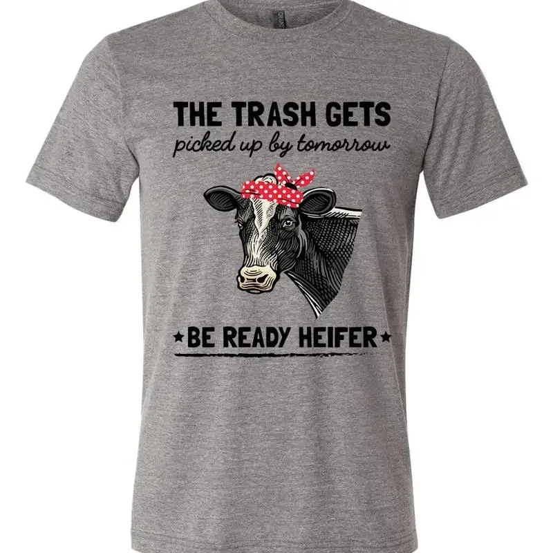 Adult Fit Cow Bandana Trash Pickup Funny Heifer  T shirt