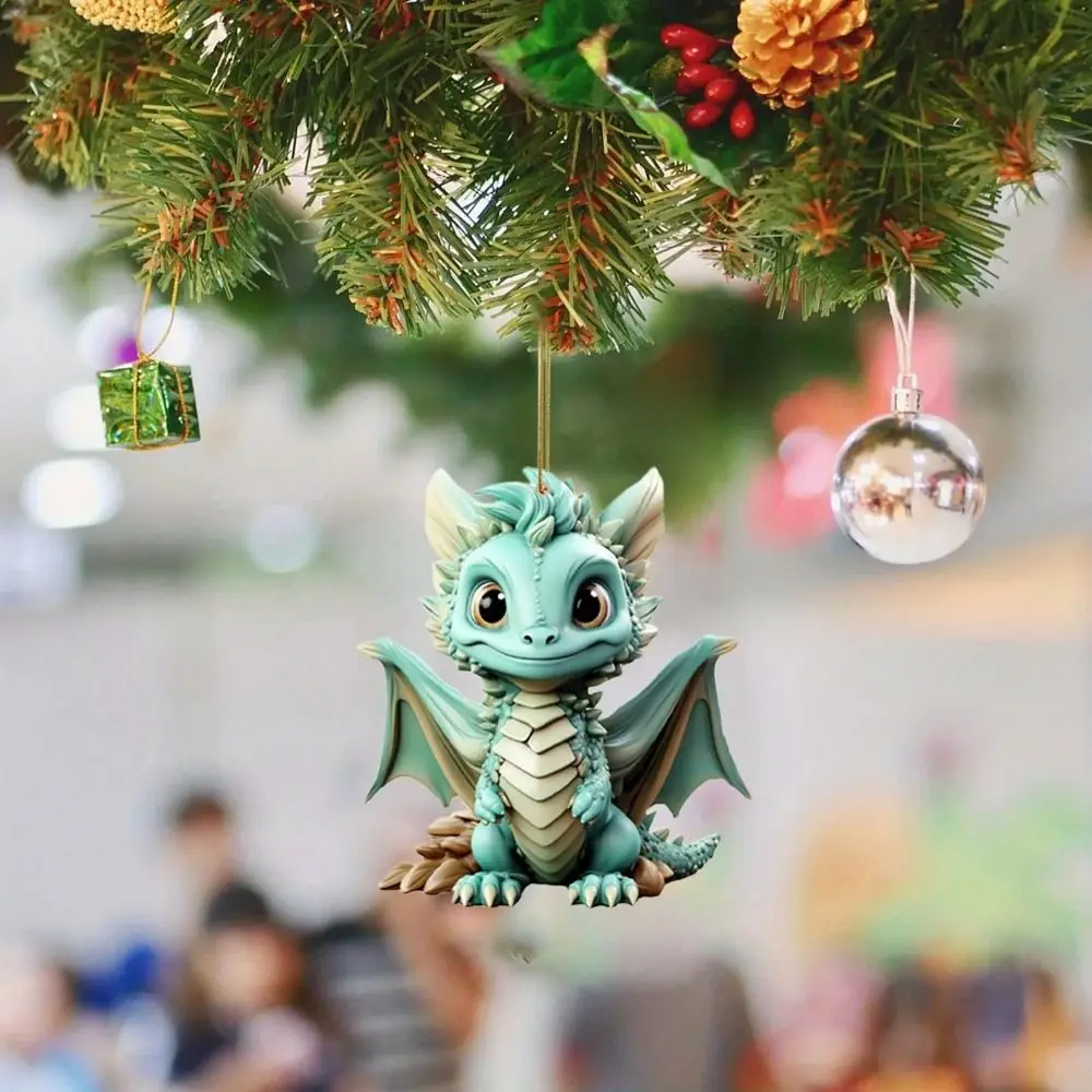 2D Flying Dragon Baby Pendant Cartoon Decorative Dragon Car Ornament Hangable Acrylic Blue Fire Dinosaur Acrylic Pendant