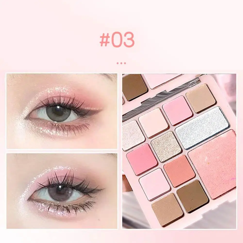 لوحة أحمر خدود وظلال عيون مكونة من 12 لونًا، نمط تشبع الورد، لون كوري منخفض لؤلؤي لعيد الحليب L6N4