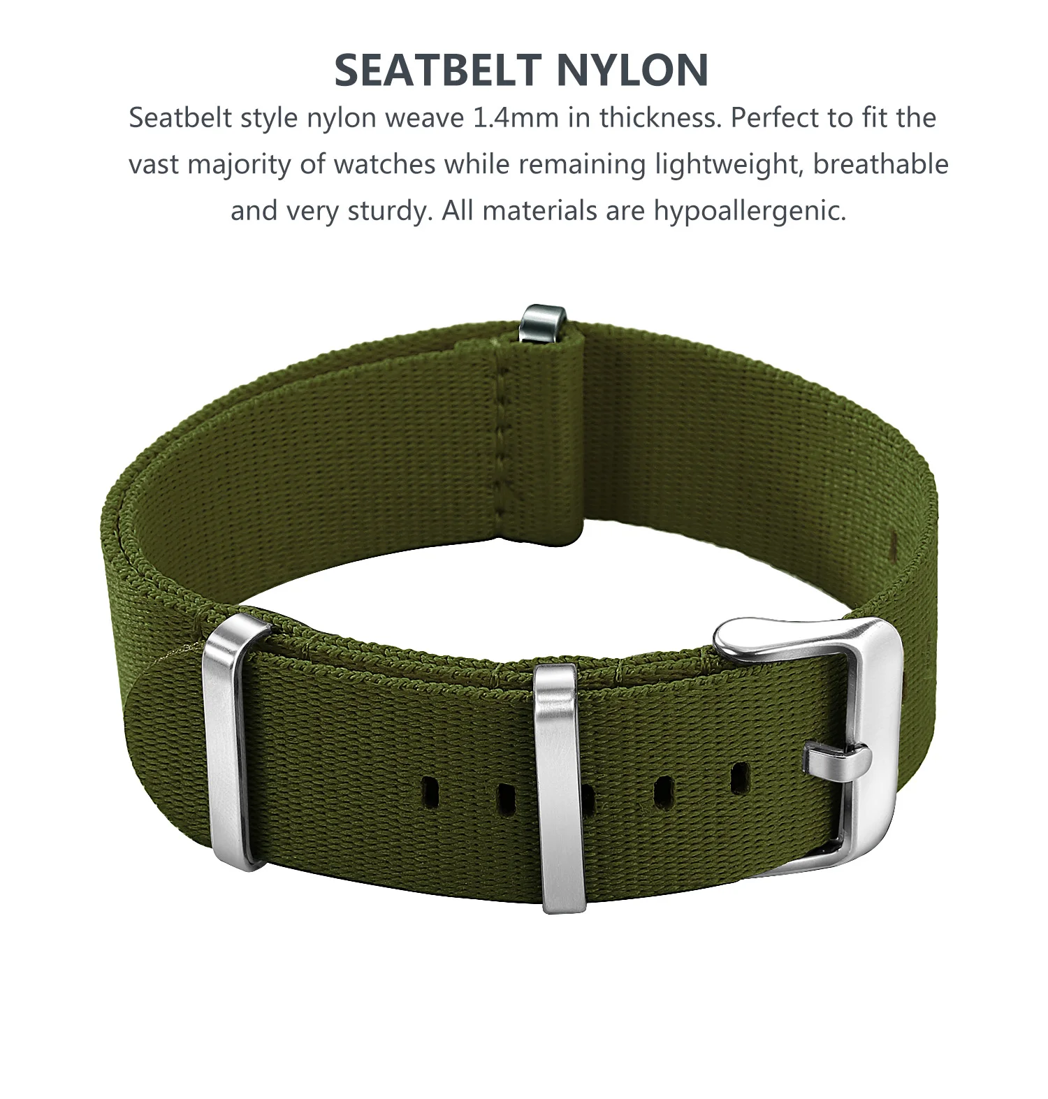 Nylon-Uhrenarmband, 20 mm, 22 mm, bequeme Uhrenarmbänder, Schlaufe, militärisch, waschbar, für Herren-Uhrenarmbänder – Detail 8